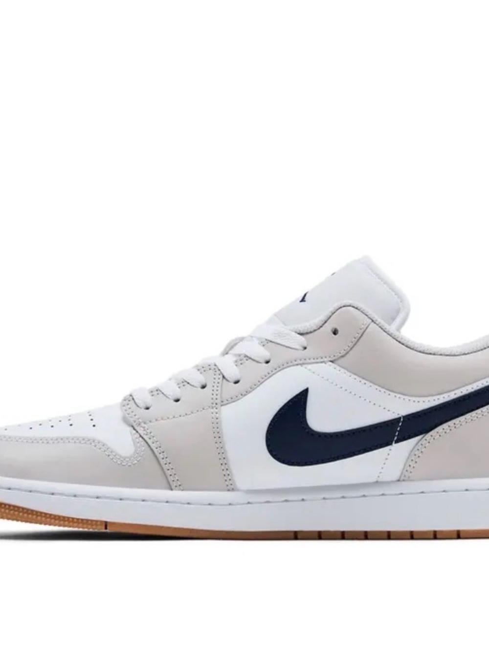 Nike Men's Low Top Sneakers in White, Beige & Navy Swoosh